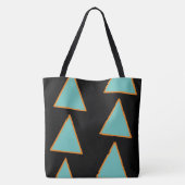 Retro Fun Triangles Light Blauwgroen en Salmon op Draagtas (Achterkant)