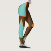 Retro Fun Triangles Light Blauwgroen en Salmon op Leggings (Rechts)