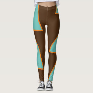 Retro Fun Triangles Light Blauwgroen en Salmon op  Leggings