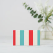 Retro Fun Turquoise en Red Striped Visitekaartje (Staand voorkant)