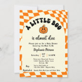 Retro Fun Wavy Checkered A Little Boo Baby Shower Kaart (Voorkant)