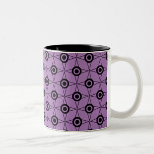 Retro Funk Geometric Mok, Lavender Tweekleurige Koffiemok