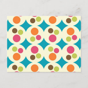 Retro Funky 70s Polka Dot Pattern Briefkaart
