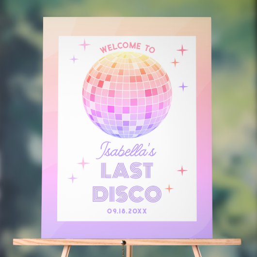Retro Funky 70s Roze Disco Bachelorette Welkom Acryl Bord (Neutraal)