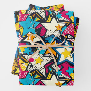 Retro Funky Abstract Comic Pop Pattern Inpakpapier Vel