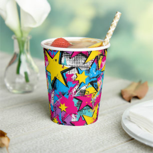 Retro Funky Abstract Comic Pop Pattern Papieren Bekers