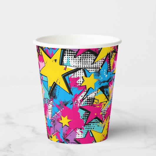Retro Funky Abstract Comic Pop Pattern Papieren Bekers (Voorkant)