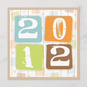 Retro Funky Block New Years Eve Party nodiging Kaart