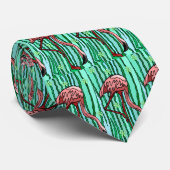RETRO FUNKY FLAMINGO IN SPAANS MOSS OERWOUD STROPDAS (Opgerold)
