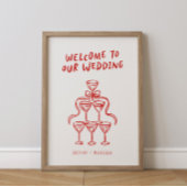 Retro Funky Fun Illustrated Mariage Affiche de bie