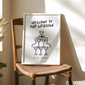 Retro Funky Fun Illustrated Mariage Affiche de bie