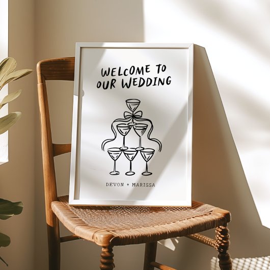 Retro Funky Fun Illustrated Mariage Affiche de bie
