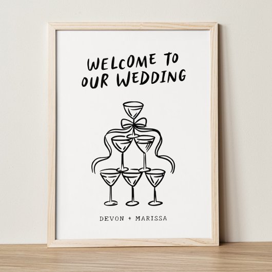 Retro Funky Fun Illustrated Mariage Affiche de bie