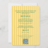 Retro Funky Gestreepte Groen Gele Bruiloft Kaart (Achterkant)
