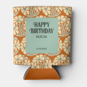 Retro Funky Groovy Boho Botanische Verjaardag Blikjeskoeler (Voorkant)