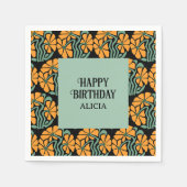 Retro Funky Groovy Daisy Flower Verjaardag Servet (Voorkant)