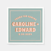 Retro Funky Groovy Kleurrijke Roze Bruiloft Servet (Voorkant)