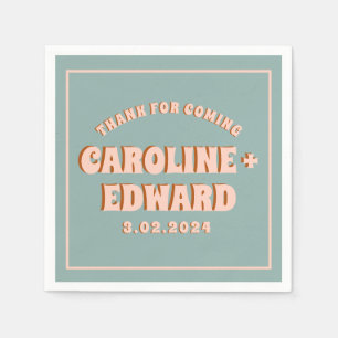 Retro Funky Groovy Kleurrijke Roze Bruiloft Servet