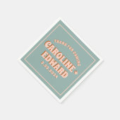 Retro Funky Groovy Kleurrijke Roze Bruiloft Servet (Hoek)