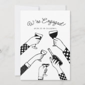 Retro funky hand getekend Cheers Verloving bruilof Kaart (Voorkant)