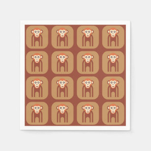 Retro Funky Monkey Abstract Cocktail Napkins Servetten