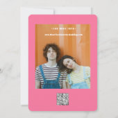 Retro Funky Pink Red Bewaar de datum Qr-code Save The Date (Achterkant)