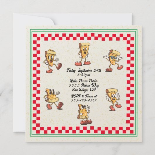 Retro Funky Pizza Box Italiaanse chef verjaardagsf Kaart (Achterkant)