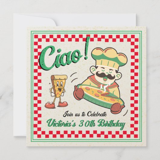 Retro Funky Pizza Box Italiaanse chef verjaardagsf Kaart (Voorkant)