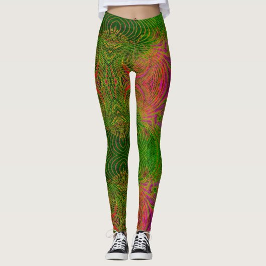 Retro Funky Psychedelisch Patroon Legging (Voorkant)