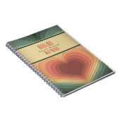 Retro Funky Romantic Heart Carnet Monogramme (Côté Droit)