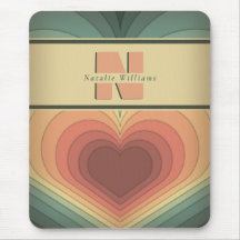 Retro Funky Romantisch Monogram Hart Mousepad
