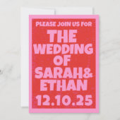 Retro Funky Roze Groene Bruiloft Kaart (Voorkant)