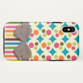 Retro funky stippen en strepen met faux strik Case-Mate iPhone case (Achterkant (horizontaal))