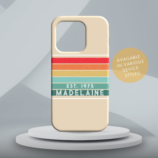 Retro  Funky Stripes Beige Case-Mate iPhone Case