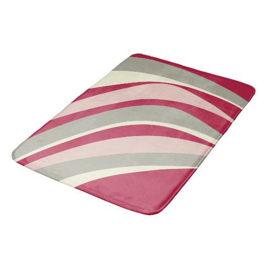 Retro Funky Wavy Lines Magenta Roze Grijs Badmat (Gekanteld)