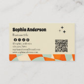 Retro Funky Wavy Patroon met QR-code Visitekaartje (Achterkant)