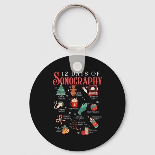Retro Funny 12 Days Of Sonography Ultrasound Tech Sleutelhanger (Voorkant)