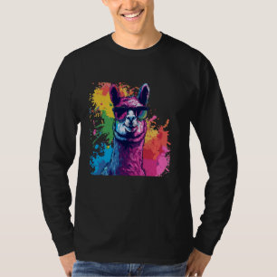 Retro Funny Alpaca Art Zonnebril Pride Zomer Gif T-shirt