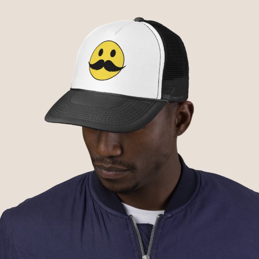 Retro Funny Black Handlebar Mustache Trucker Pet (In situ)