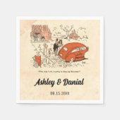 Retro Funny Bride en Groom Rustic Wedding Servet (Voorkant)