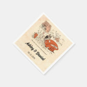 Retro Funny Bride en Groom Rustic Wedding Servet (Hoek)