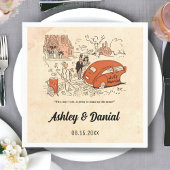  Retro Funny Bride en Groom Rustic Wedding Servet