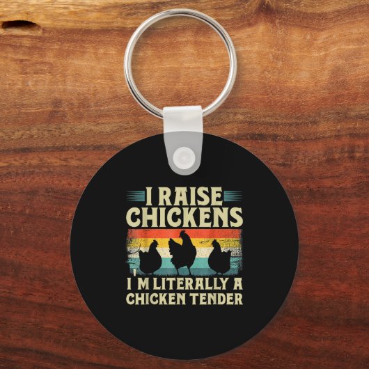 Retro Funny Chicken Lover Gift – I Raise Chickens Sleutelhanger (Voorkant)