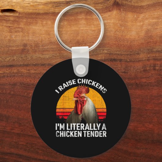 Retro Funny Chicken Lover Gift – I Raise Chickens Sleutelhanger (Voorkant)