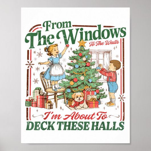 Retro Funny Christmas Holiday From The Windows To  Poster (Voorkant)