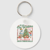 Retro Funny Christmas Holiday From The Windows To Sleutelhanger (Voorkant)