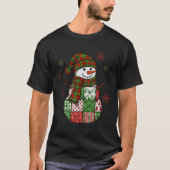 Retro Funny Christmas Patchwork Snowman Xmas Holid T-shirt (Voorkant)