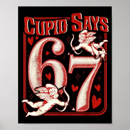 Retro Funny Cud Says 6 7 Six Seven Couples Valenti Poster (Voorkant)