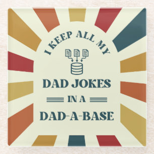 Retro Funny Dad Jokes Vaders dag cadeau voor vader Glazen Onderzetter