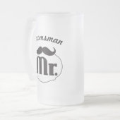 Retro Funny de heer Mustache Groom Matglas Bierpul (Voorkant links)